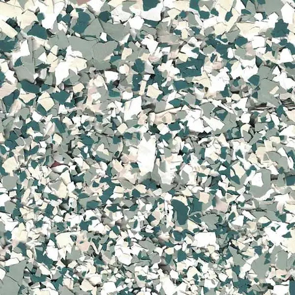 The image shows a densely abstract pattern with various shades of green and white overlapping shards creating a textured and chaotic mosaic effect.